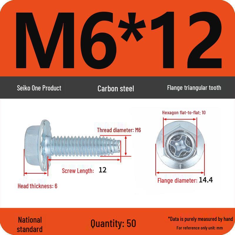 Grade 10.9 Galvanized Hex Flange Anti-slip Self-locking Triangular Thread Self-tapping Screw