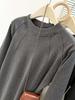 Women's Loose Fit Thermal Fleece T-Shirt - Solid Color, Round Neck, Long Sleeve, Korean Style for Autumn and Winter