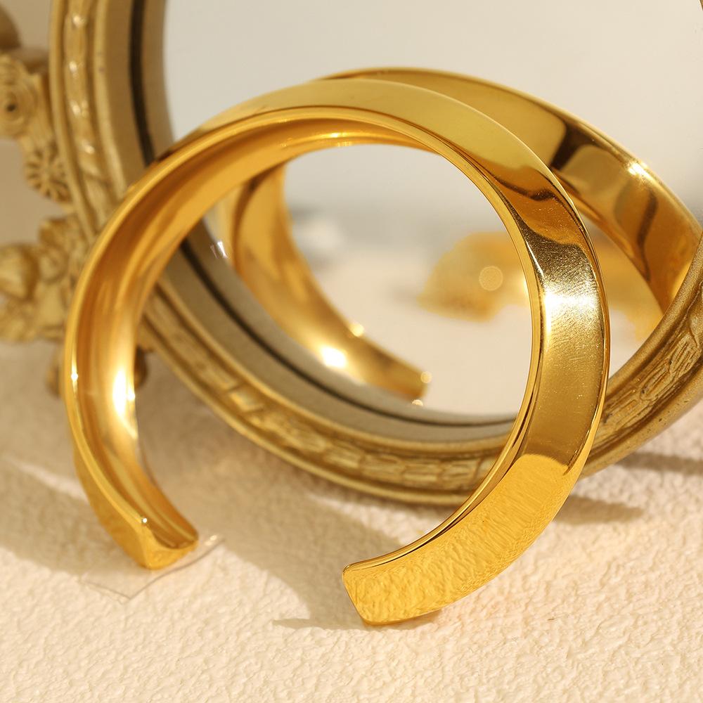 Plain Circle Japanese And Korean Simple Retro Bracelet Open Women'S Niche Personality Glossy Gold Versatile Bracelet