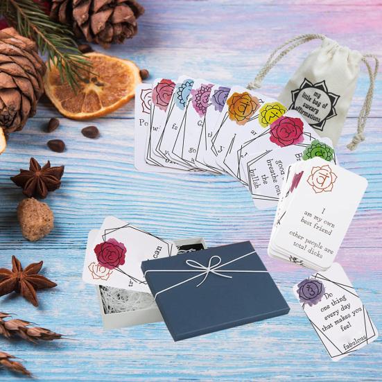 16Pcs/Set Affirmation Card Interesting Self-improvement with Storage Bag Best Friend Self-Worth Gift Birthday Card Party Supplies