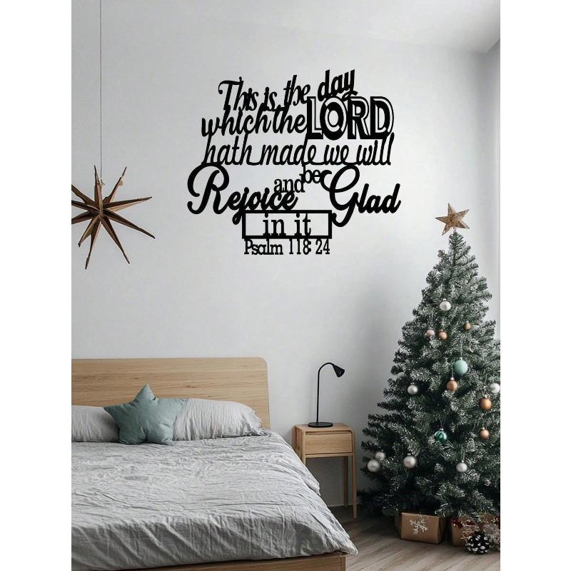 Black Minimalist Christian Metal Wall Art Scripture Sign Home Office Decor