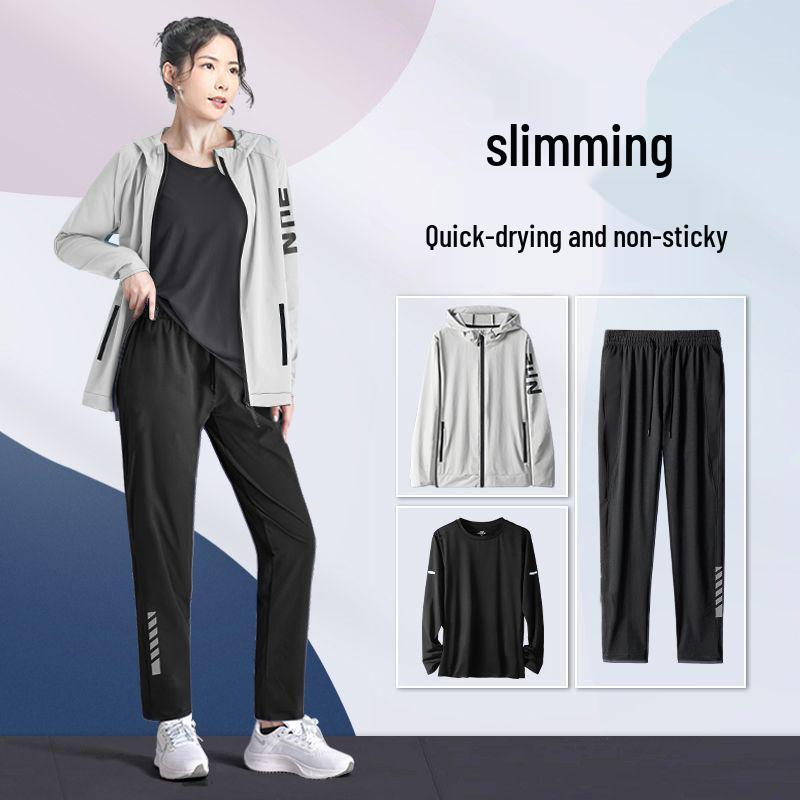 Women's Plus Size Sports Suit: New Autumn/Winter Thin Woven Running & Fitness Set