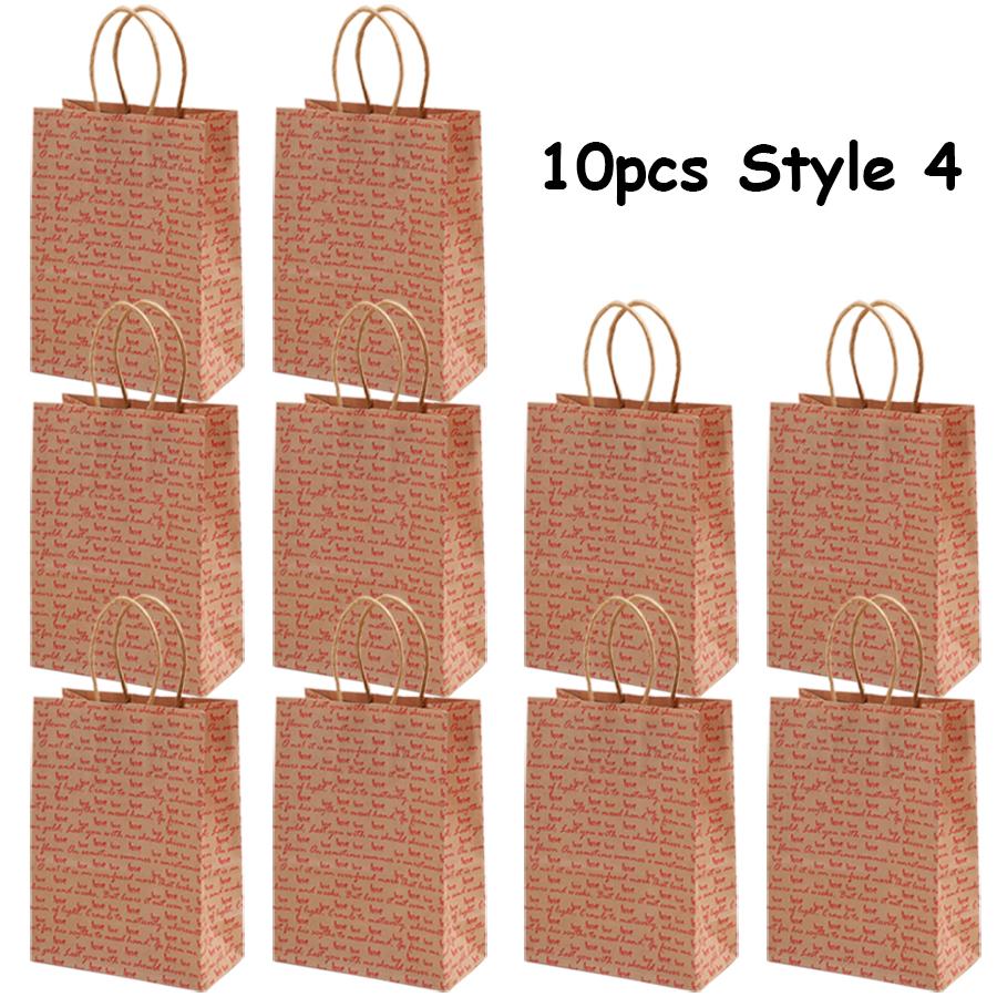 5/10pcs Valentine's Day Kraft Paper Bag Party Small Gift Packaging Bag 15x8x21cm LOVE Heart Style Gift Bag Party Favor Supplies
