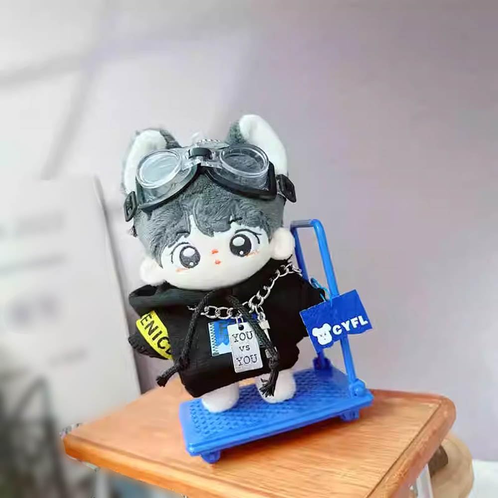 niannyyhouse 10cm-15cm 20cm Plush Toy with Clothes, Hoodie, Glasses, and Accessories, Cotton Doll Clothes, Dress-Up (10cm-15cm)