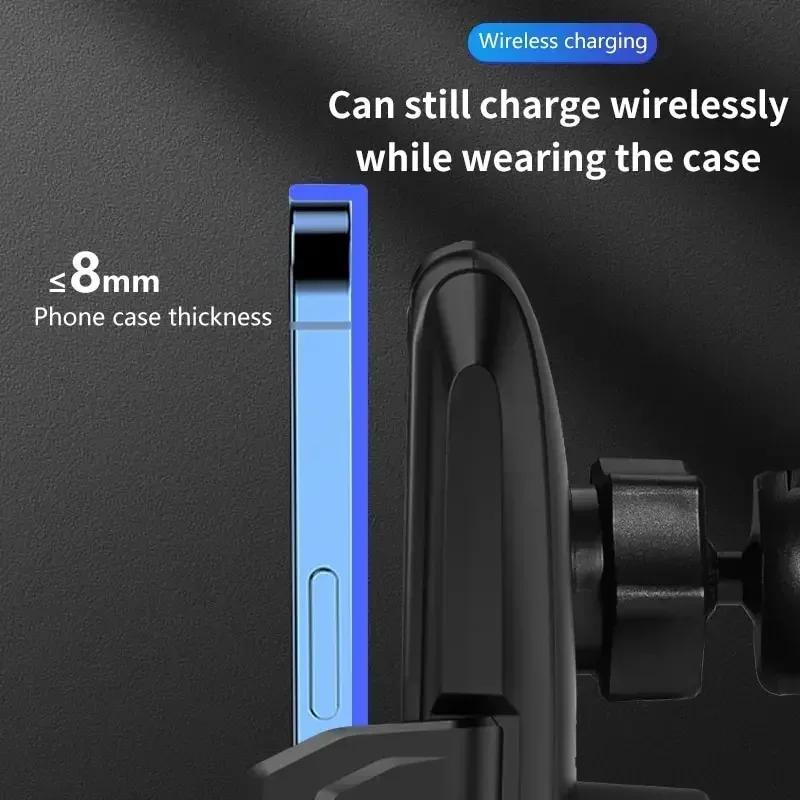 Infrared Induction Car GPS Air Vent Phone Holder Wireless Charger StandMagnetic Head for iPhone 16~12 Samsung S25 Fast Charging