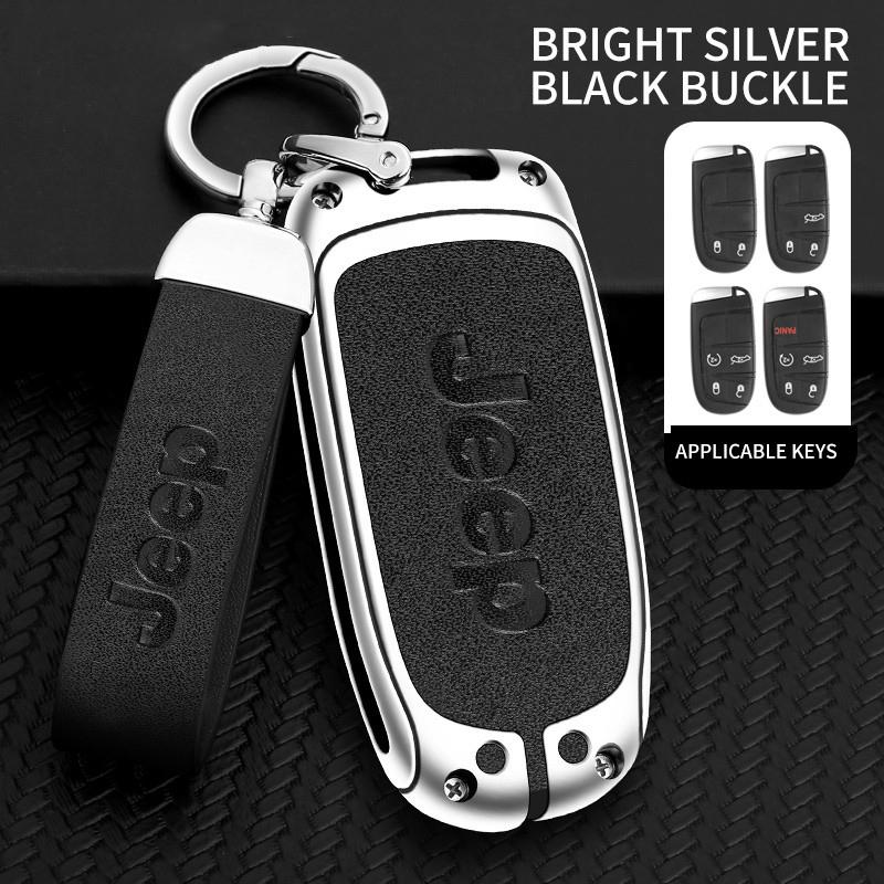 Dla Jeepa Stop Cynkowy Skórzany Pokrowiec na Kluczyk Samochodowy Etui Brelok dla Jeep Renegade Compass Cherokee Grand dla Chrysler 300C Wrangler Samochód Klimatyzacja