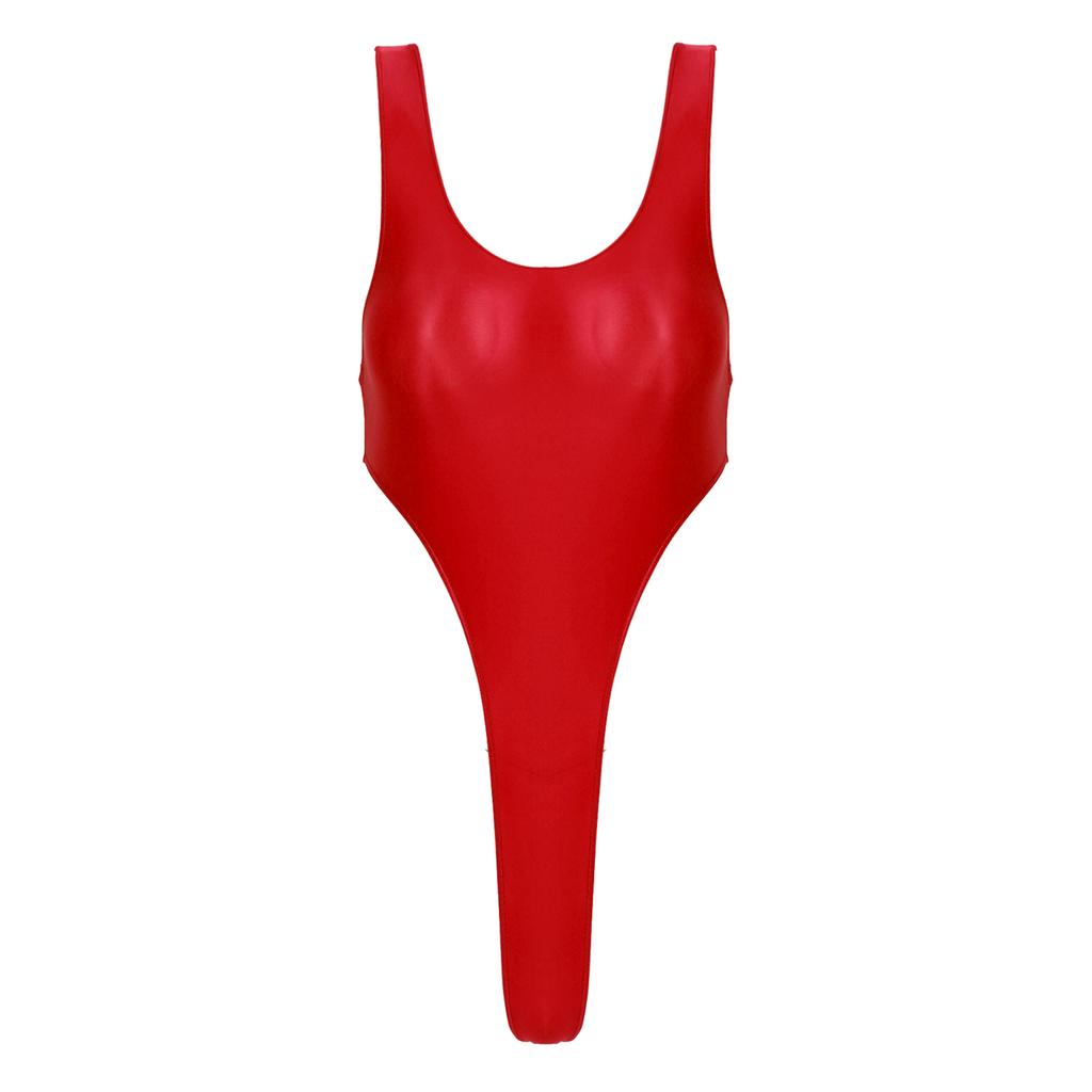 Γυναικείο Γυαλιστερό Ολόσωμο Μαγιό Χωρίς Πλάτη Ψηλό Κόψιμο Ολόσωμο Μαγιό