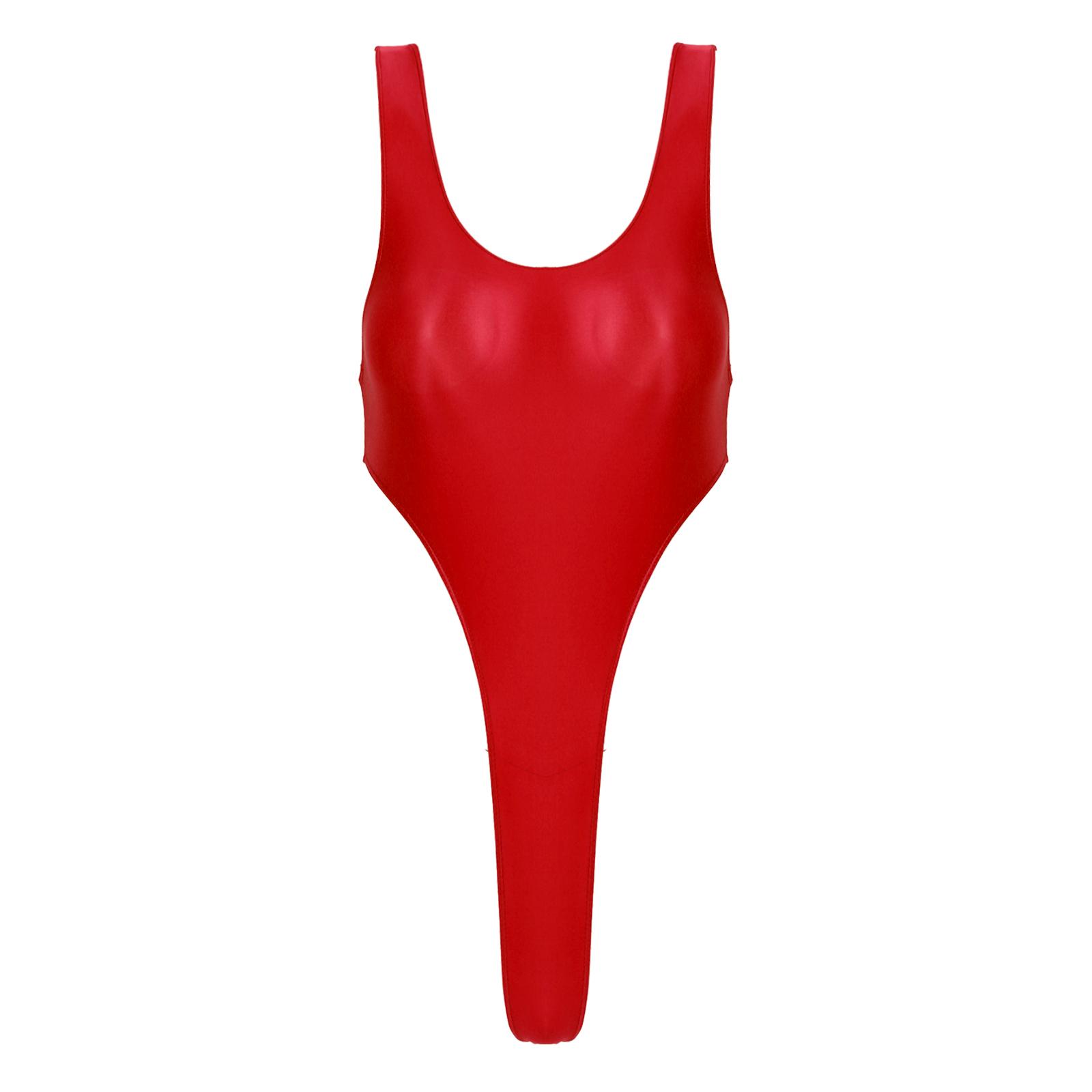 

Женский слитный купальник с открытой спиной из глянцевой ткани с высоким вырезом на штанине для пляжных или вечеринок у бассейна L бордовый