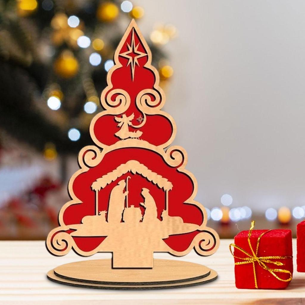 Christmas Decoration Tree Decorative Wooden Sign Desktop Ornament for Holiday