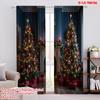 2pcs 2D Flat Printing Merry Christmas Popular Curtain Holiday Christmas3 Versatile 100% Polyester Without Electricity Family