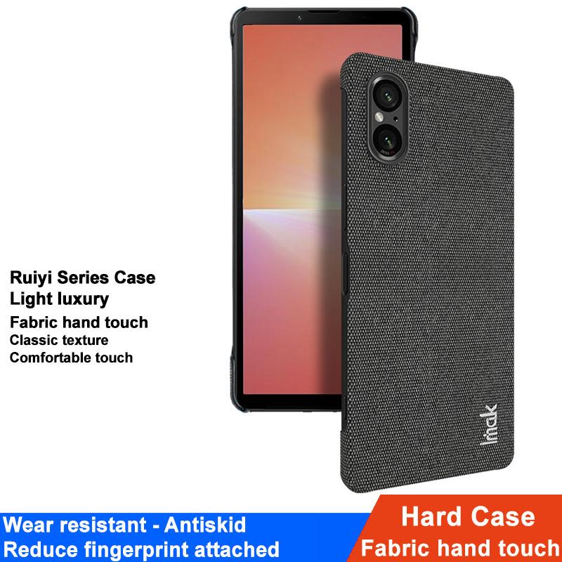 IMAK Ruiyi Series for Sony Xperia 5 V Case Cloth Texture Shell Shockproof PU Leather+PC Cell Phone Cover