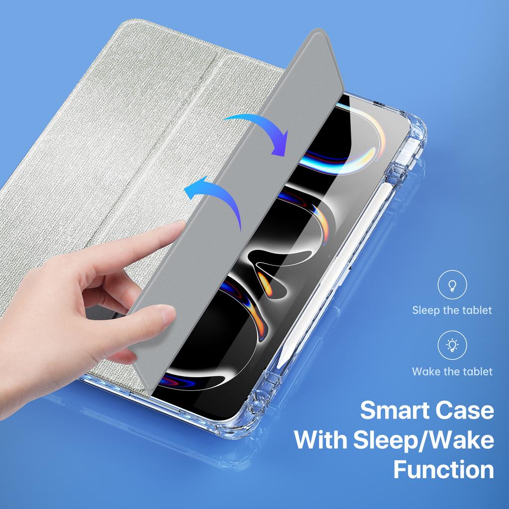 DUX DUCIS Unid Series For iPad Pro 13 (2024) Clear Tablet Case TPU+PC+PU Auto Wake/Sleep Cover with Pen Slot