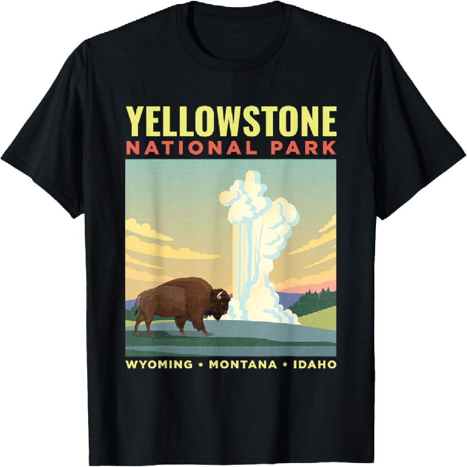 Национальный парк Йеллоустоун США Бизон Винтажная Подарочная Футболка S