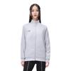 Li Ning Solid Color Logo Stand Collar Cardigan Sweatshirt Women sweatshirt Gray AWDUA76-2