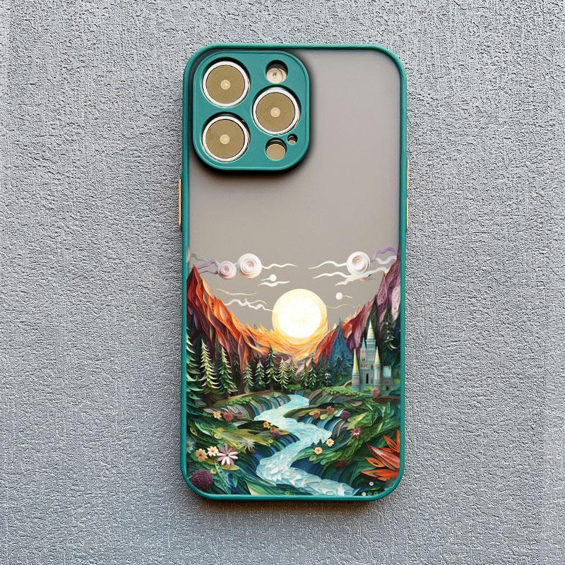 Forest scenery Mountain River Landscape Phone Case For iphone 16 15 14 13 12 11 Pro Max Mini Plus X XR XS 7 8 Shockproof Cover
