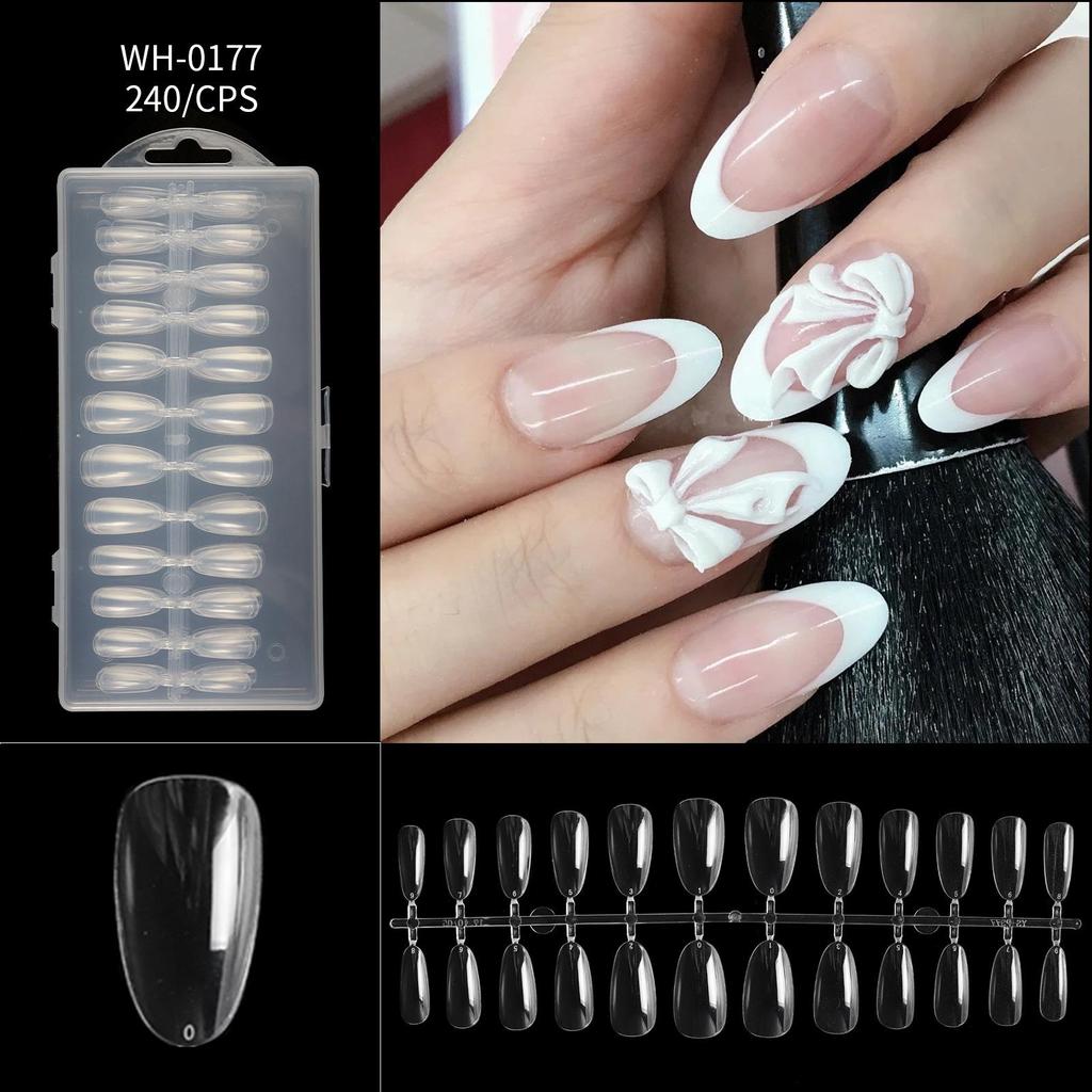 Nail Thin Nail Piece Free Engraving Grinding Trapezoidal Water Drop Almond Scrub Full Paste Half Paste Extension 240 Pieces