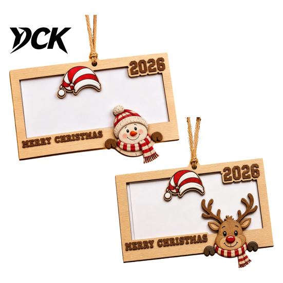 Wooden Money Gift Box 2Pcs Christmas Holder Hanging Ornament for Cash, Xmas Tree Unique Family Decoration, Reusable Cash Holiday Party Tabletop Decor