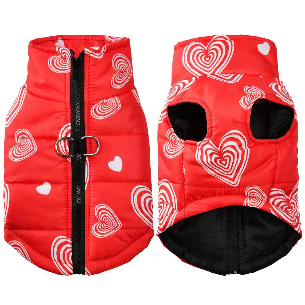 Warm Dog Jacket Rainbow Love Print Pet Clothes For Small Medium Dogs Cats Winter Windproof Warm With D-ring Puppy Costume Coat