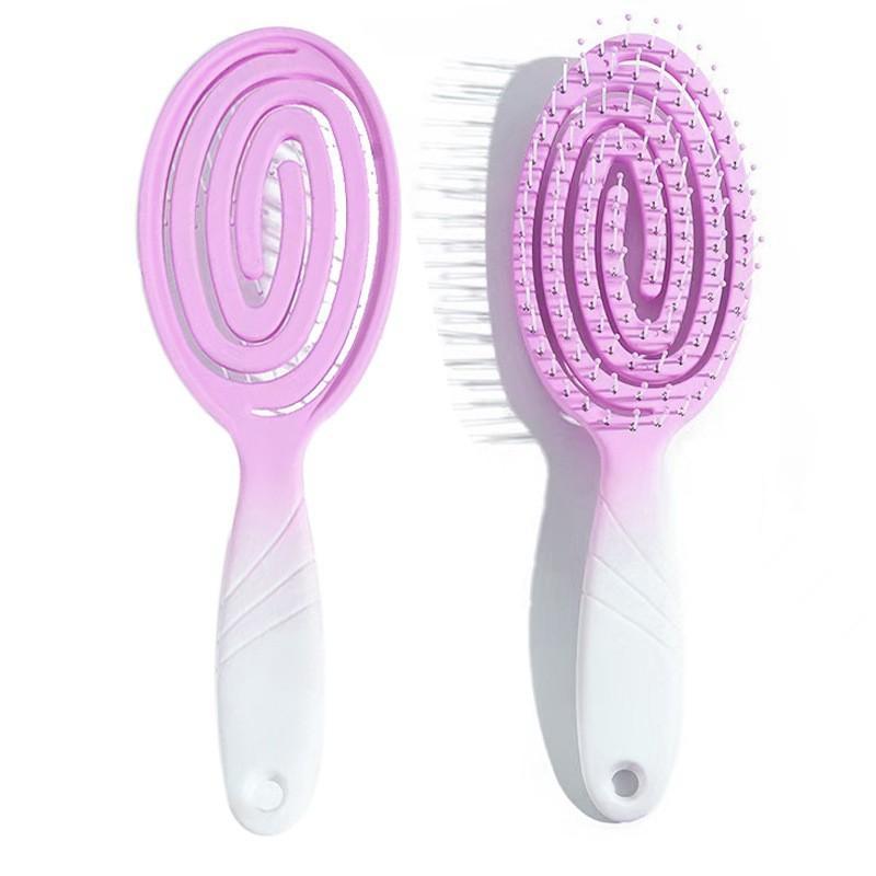 Eco Friendly Spiral Detangling Hair Brush Soft Massage Bristles Non Slip Handle For Curly Hair Styling Daily Use