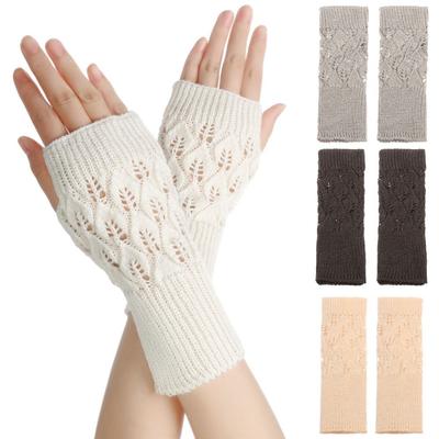 Protable Wool Fingerless Exposed Finger Wrist Gloves Half Mitten Knitted Wool Glove