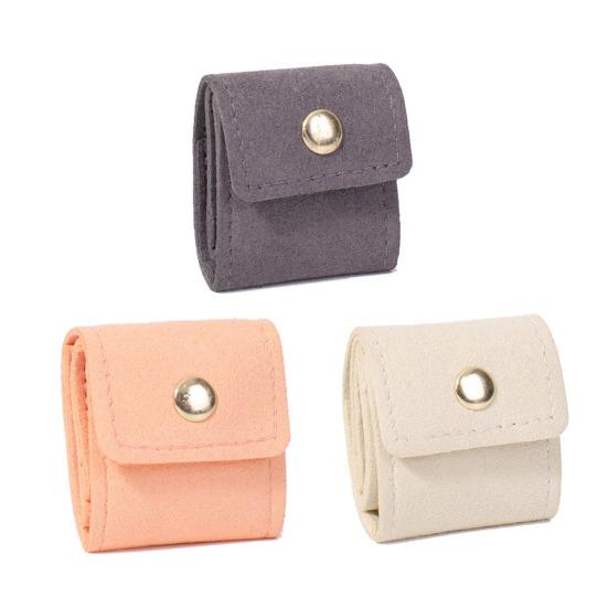 2 Stück Mini Reise Schmuckbeutel Faltbarer Schmuckbeutel mit Druckknopfverschluss Aufrollbarer Schmuckorganizer für Ringe