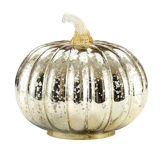 Glass Pumpkin Light Battery Powered LED Light-up Pumpkin Lantern for Halloween Fall Thanksgiving Desk Decor