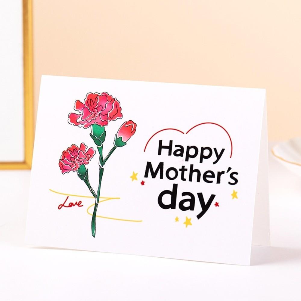 10pcs Folded Design 3D Floral Greeting Cards Floral Pattern Mother's Day Card Father's Day
