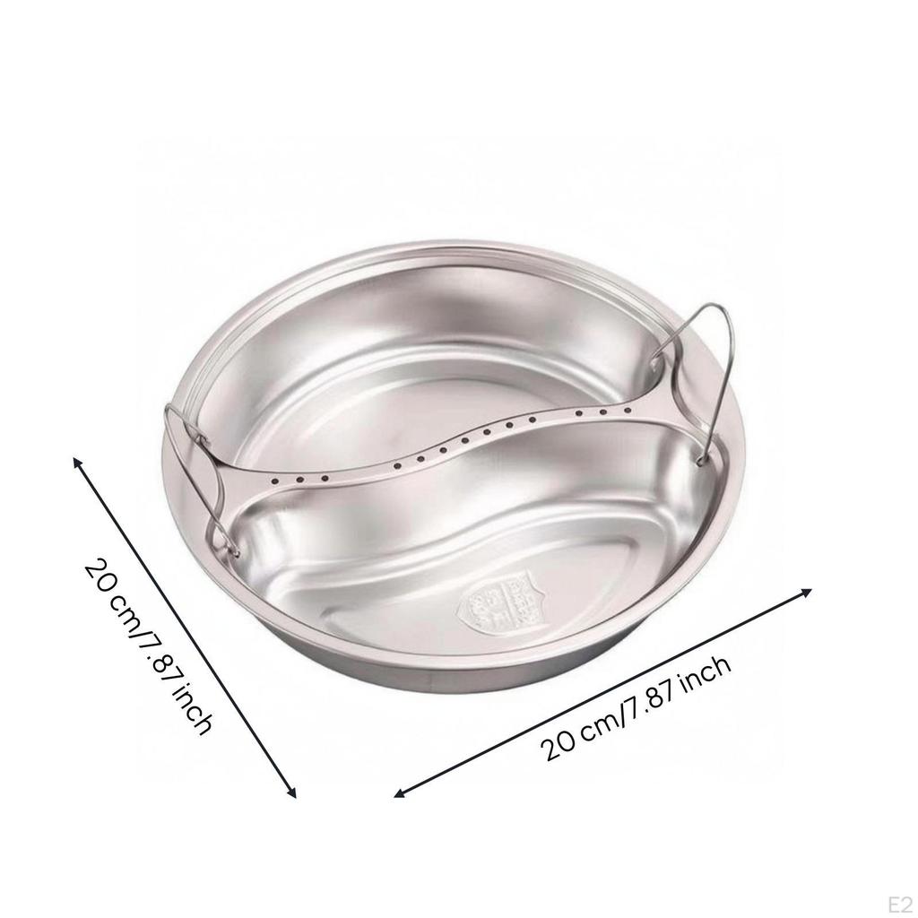 Rice Cooker Steam Tray Wire Handles Divided Multi Compartment Perforated Steaming Basket