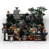 MOC Halloween-themed Terrifying Atmosphere Small Scene Building Block Decoration, DIY Cemetery Small Building Block Model