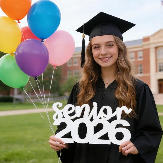 Senior 2026 Schild Abschlussjahrgang 2026 Foto-Requisite Abschluss-Tischdekoration für Senior-Night-Dekor High School College Abschlussfeier Zubehör