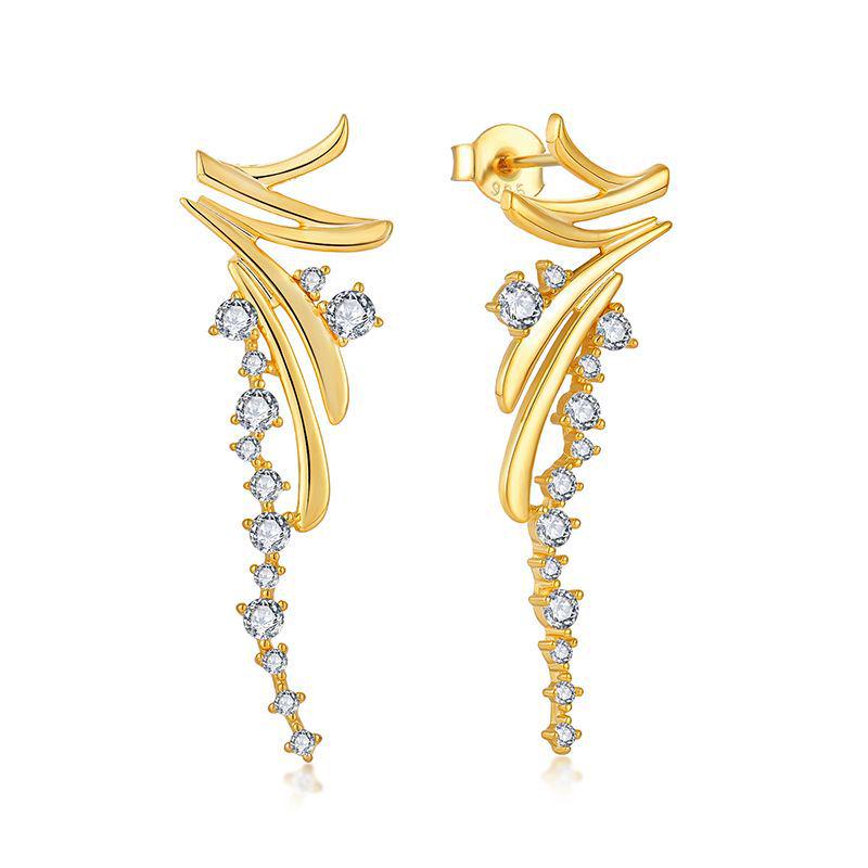Elegant 925 Sterling Silver Tassel Zirconia Necklace and Earring Set 925 Silver