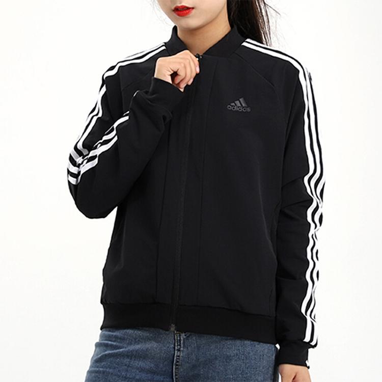 Adidas Logo Printed Casual Jacket Women Jackets Black GF0189