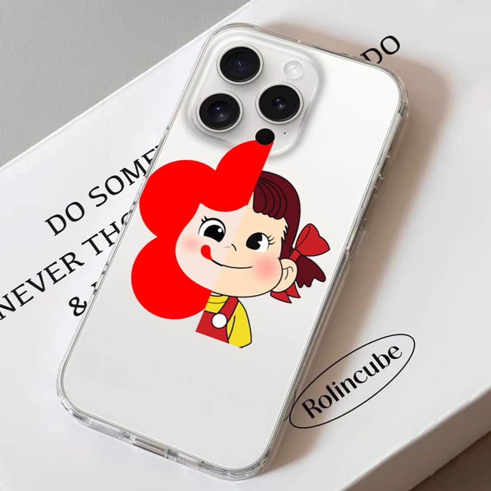 Fujiya Milky Peko Chan Phone Case For IPhone 17 16 15 11 14 12 13 16 Pro Max X XR XS Max Plus Clear Soft Cover