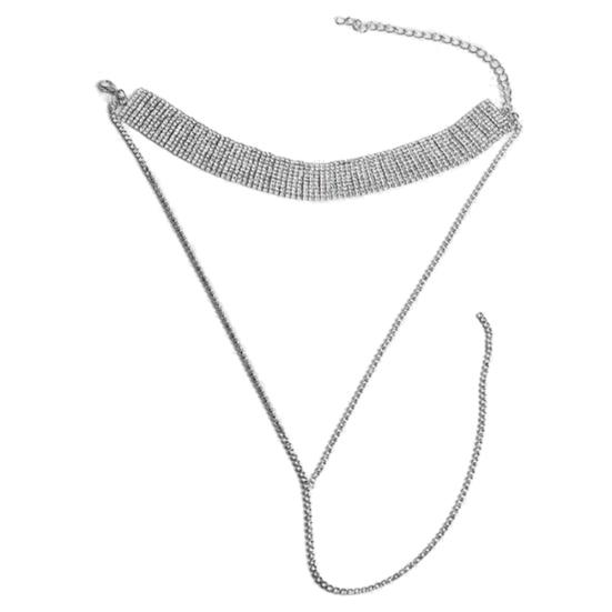 Multilayer Full Rhinestone Pendant Necklace Thick Women Statement Jewelry Gift