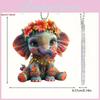 Cute Cartoon Flower Elephant Pattern Acrylic Pendant For Vehicle Interior Decoration