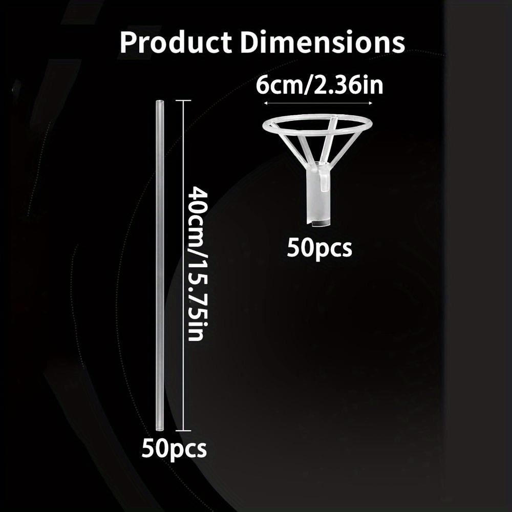 50pcs Balloon Sticks with Cups Clear Bobo Balloon Holder Large and Long Balloon Stand for Large Balloons Birthday Graduation Wedding Party Decoration