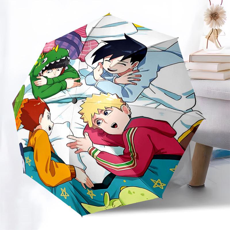 1pc Outdoor Umbrella with Naruto, Sasuke, Sakura, and Kakashi Print - Automatic Opening/Closing Umbrella with Portable Tri-Fold Design, 8-Rib Iro