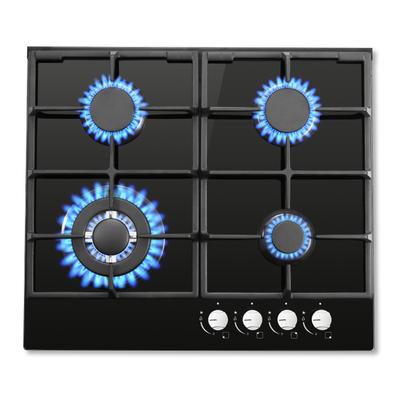 SNDOAS 58cm 4-Burner Gas Cooktop, Glass Gas Stove with Automatic Flame Protection, Compatible with Natural Gas and Propane,8060W