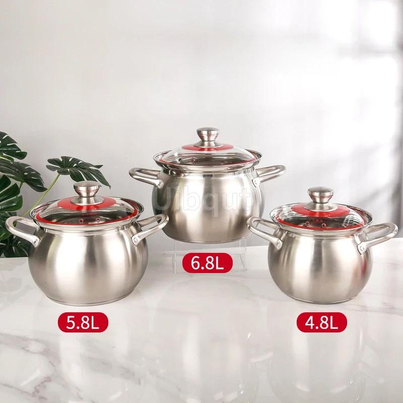304 stainless steel Thickened soup pot New design General use of gas in induction cooker for porridge and soup big cooking pot