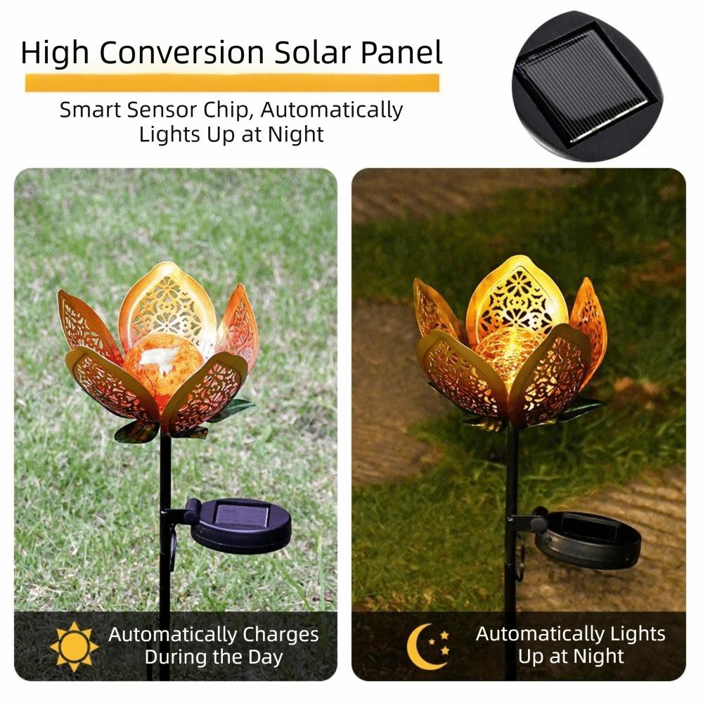 Hollow Out Design Outdoor Lighting Fixture Lotus Shaped Street Lamp Lawn Landscape