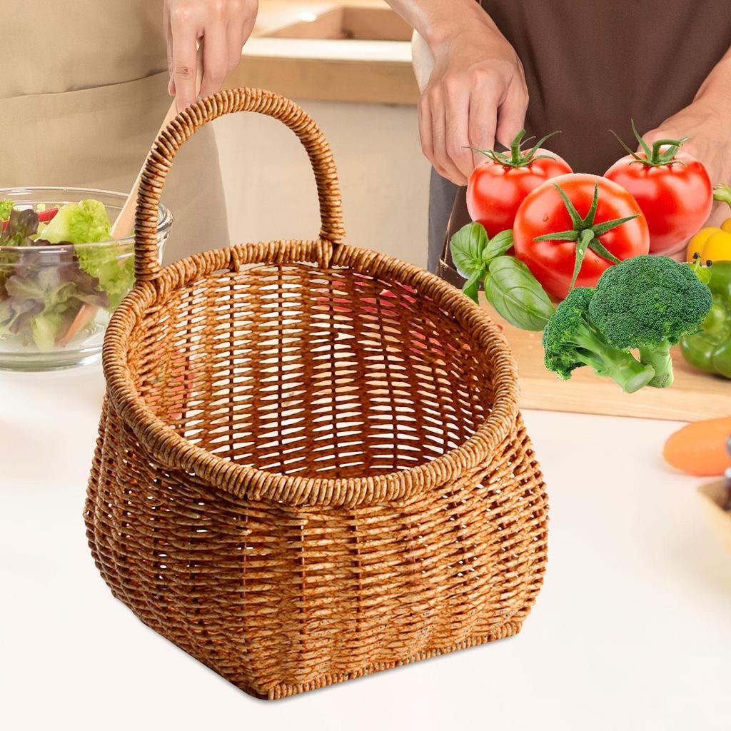 Woven Hanging Baskets Kitchen Storage Basket for Toiletries Sundries Balcony