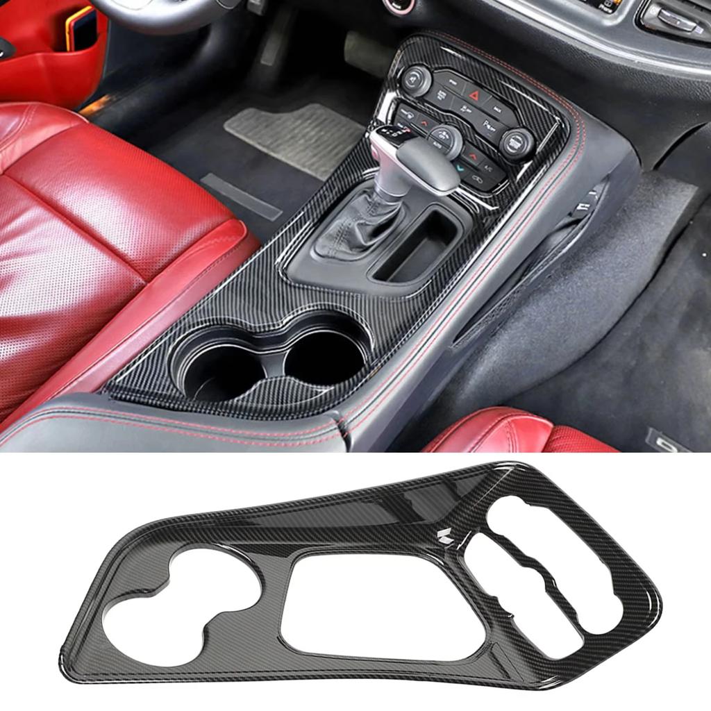 Carbon Fiber Black Accessory For Dodge Challenger 2015-2022 Center Console Gear Shift Panel Interior Decorative Cover Trim