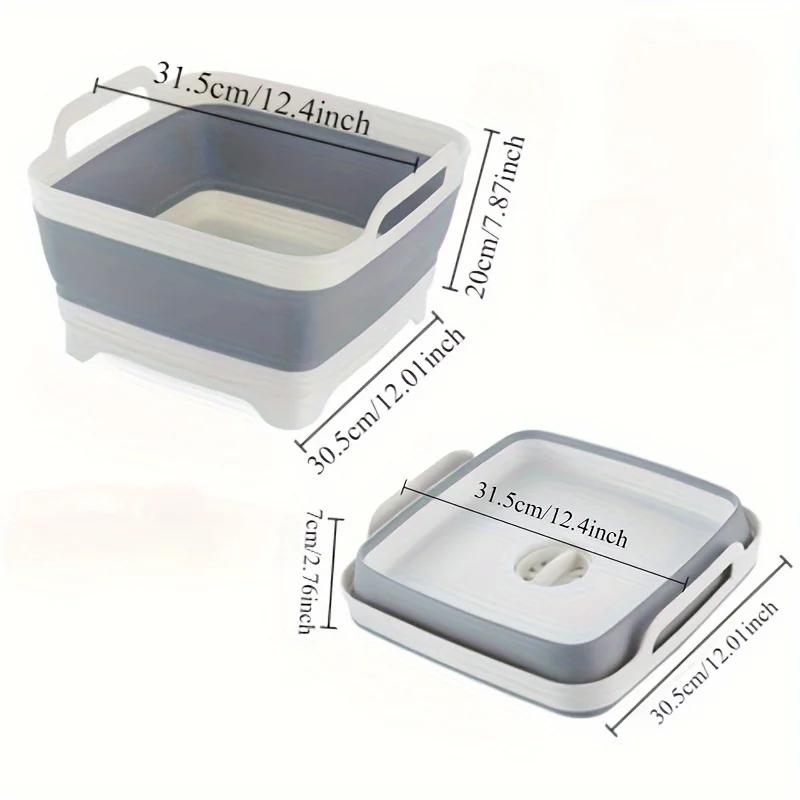 Large Capacity Portable Folding Basin with Handle and Drain Plug. Suitable for Various Scenarios
