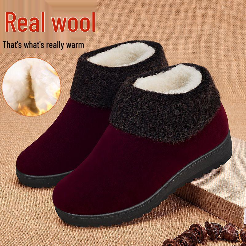 Women's Winter Fleece-Lined Non-Slip Snow Boots for Elderly