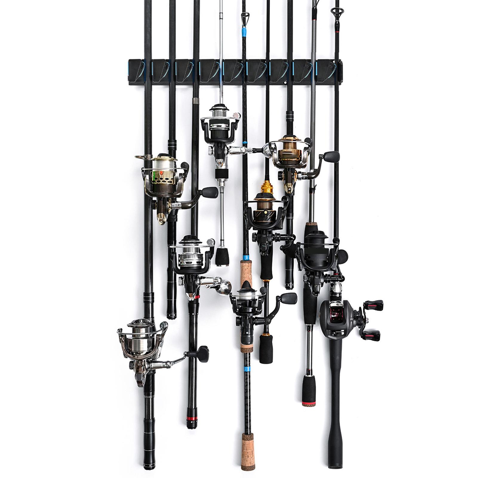 

Vertical Horizontal Fishing Rod Holder Wall Mounted Fishing Rod Rack Holds Up to 9 Fishing Rod Blue синий