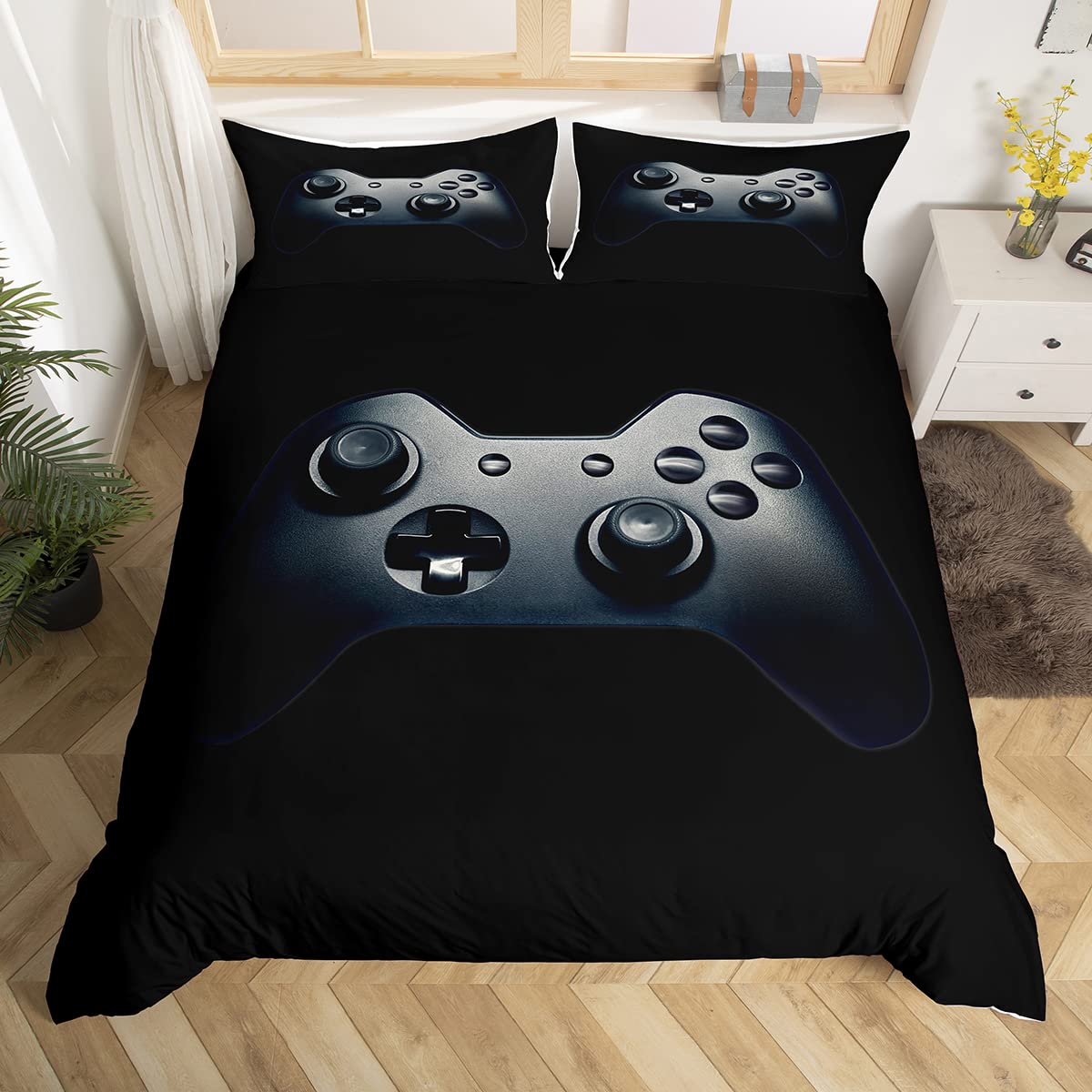 

Comforter Video Games Bedding Set 3D Headset Headphones Gamer Gamepad Boys Music Quilt Setgaming Controller Bedroom Decor Comforter (quilt)-EU Single(135*200cm)3pcs