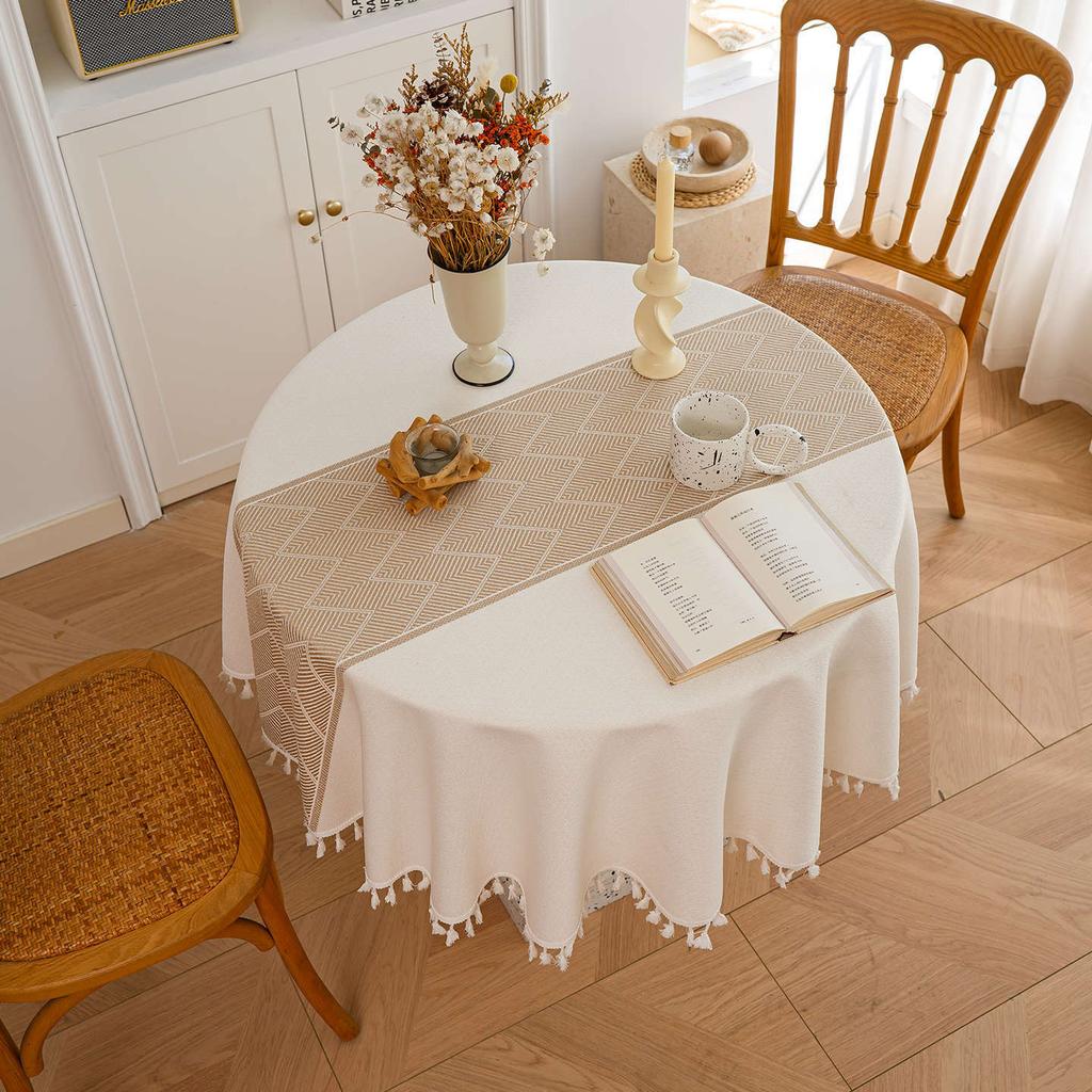 Imitation Cotton And Linen Fabric Tablecloth Simple Modern High-End Dining Table Cloth Coffee Table Cloth Round Table Cloth Long Tablecloth Cover