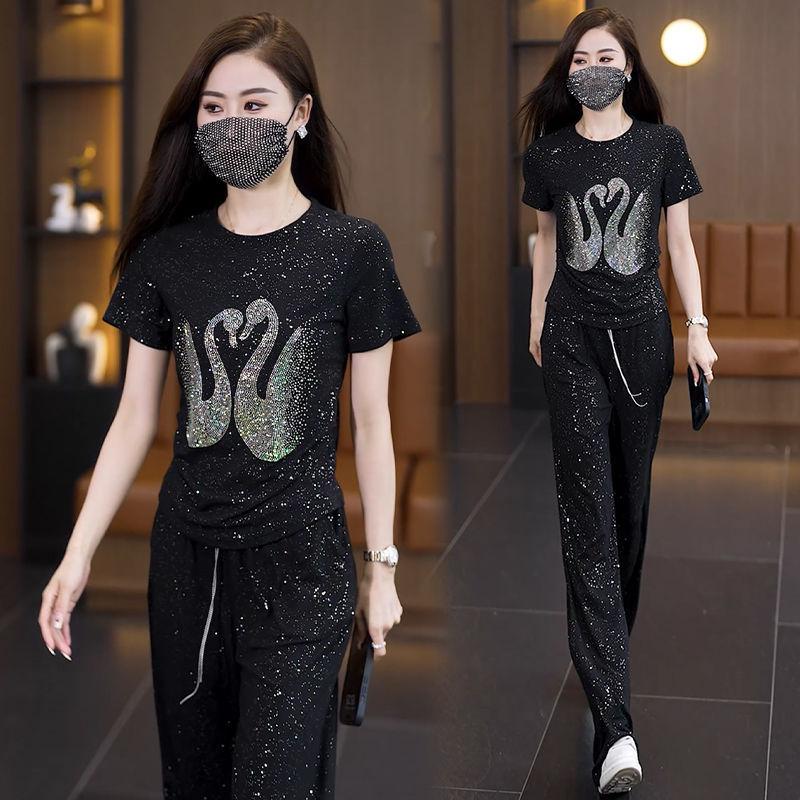 Diamond Suit, Female Design Sense, Thin Temperament, Short-sleeved Fashionable Two-piece Suit