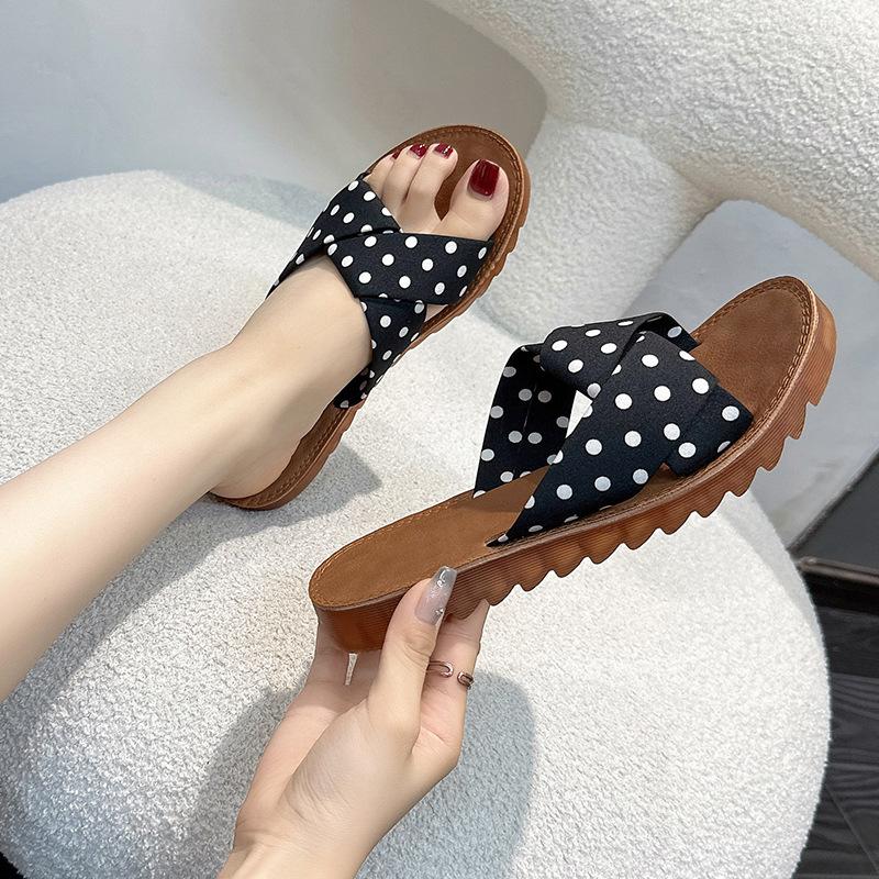 New one-word slippers women's summer wear fairy retro strap flat sandals