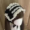 Lolitas Lace Headband Retro Cosplay Party Hair Accessories Ribbon Bows Maid Headdress for Womens